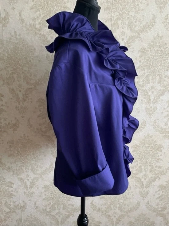 Joseph Ribkoff Purple Ruffled Front Blouse - Picture 2 of 9